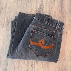 Seven7 Studio Womens Bootcut Jeans Size 12 Medium Wash Stretch Denim Squiggle‎